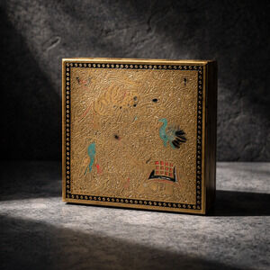 Vintage Volupte USA Elephant Peacock Compact 3 Inch Square